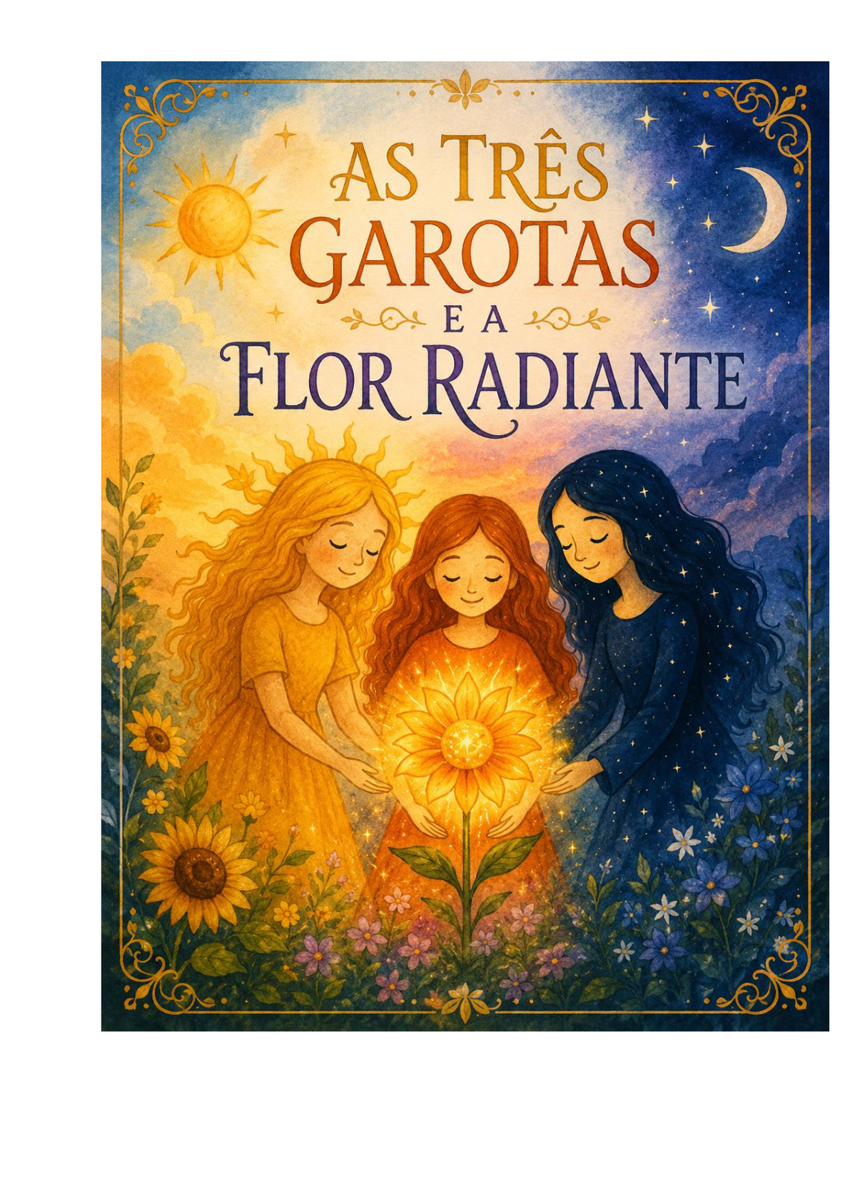 Capa de As Três Garotas e a Flor Radiante