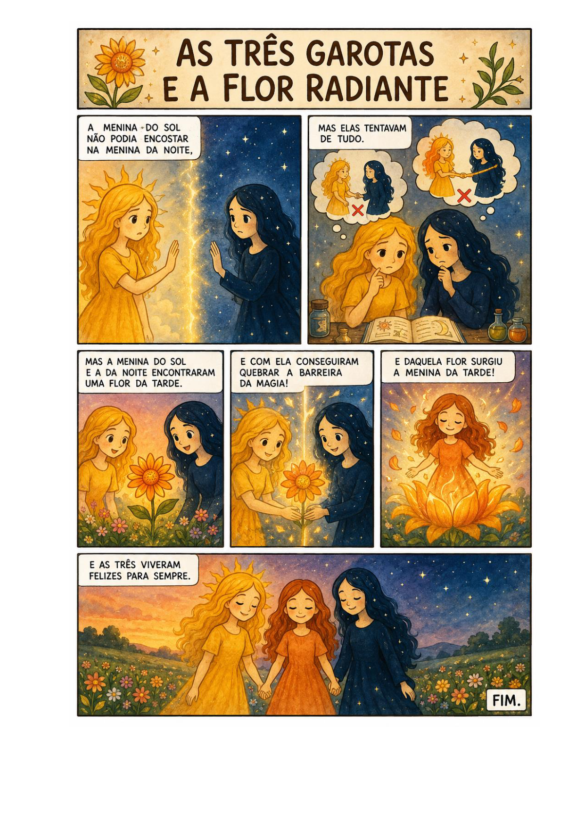 Página 1 de As Três Garotas e a Flor Radiante